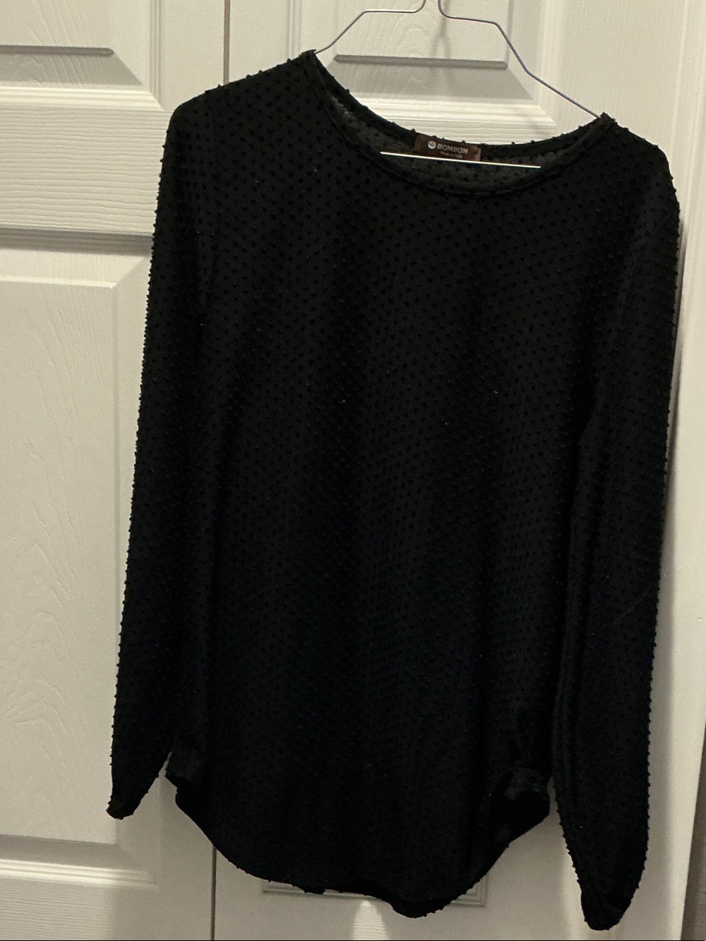 Black Textured Long-Sleeve Top by Chelsea28